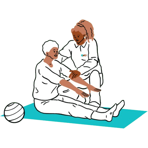 Senhora fazendo reabilitação